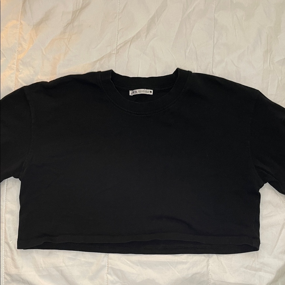 Zara black Crewneck Crop Top
